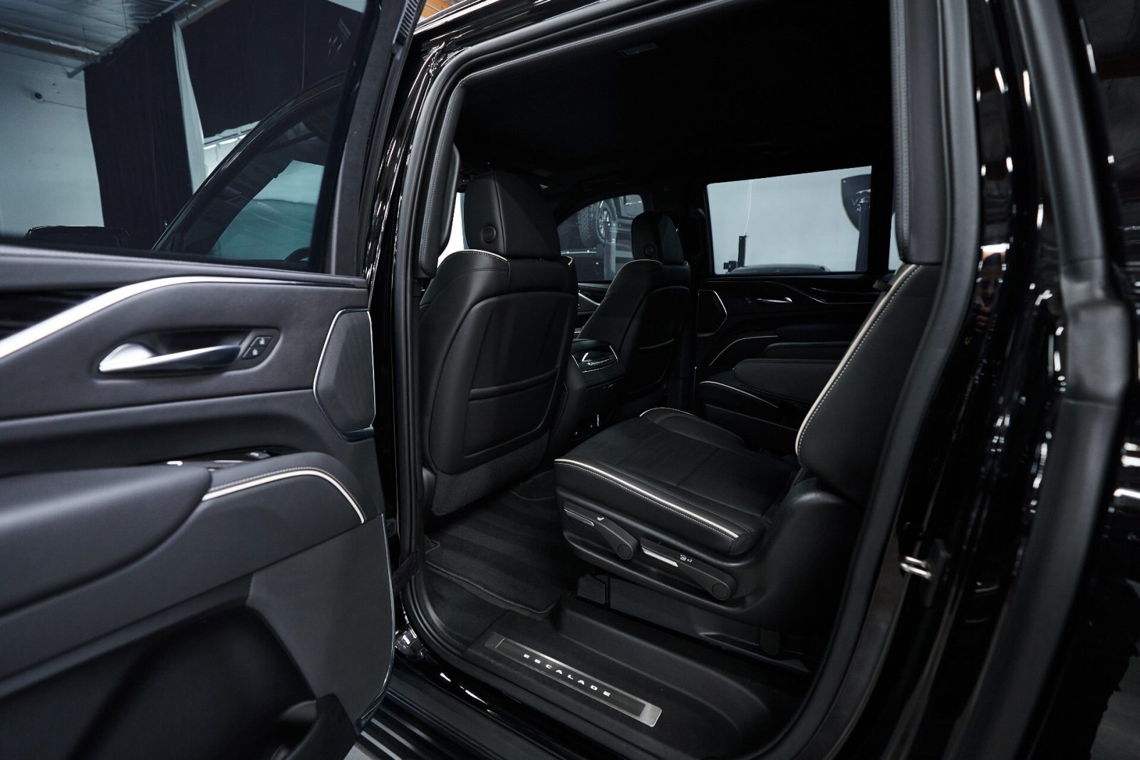 Cadillac Escalade ESV with the rear door open
