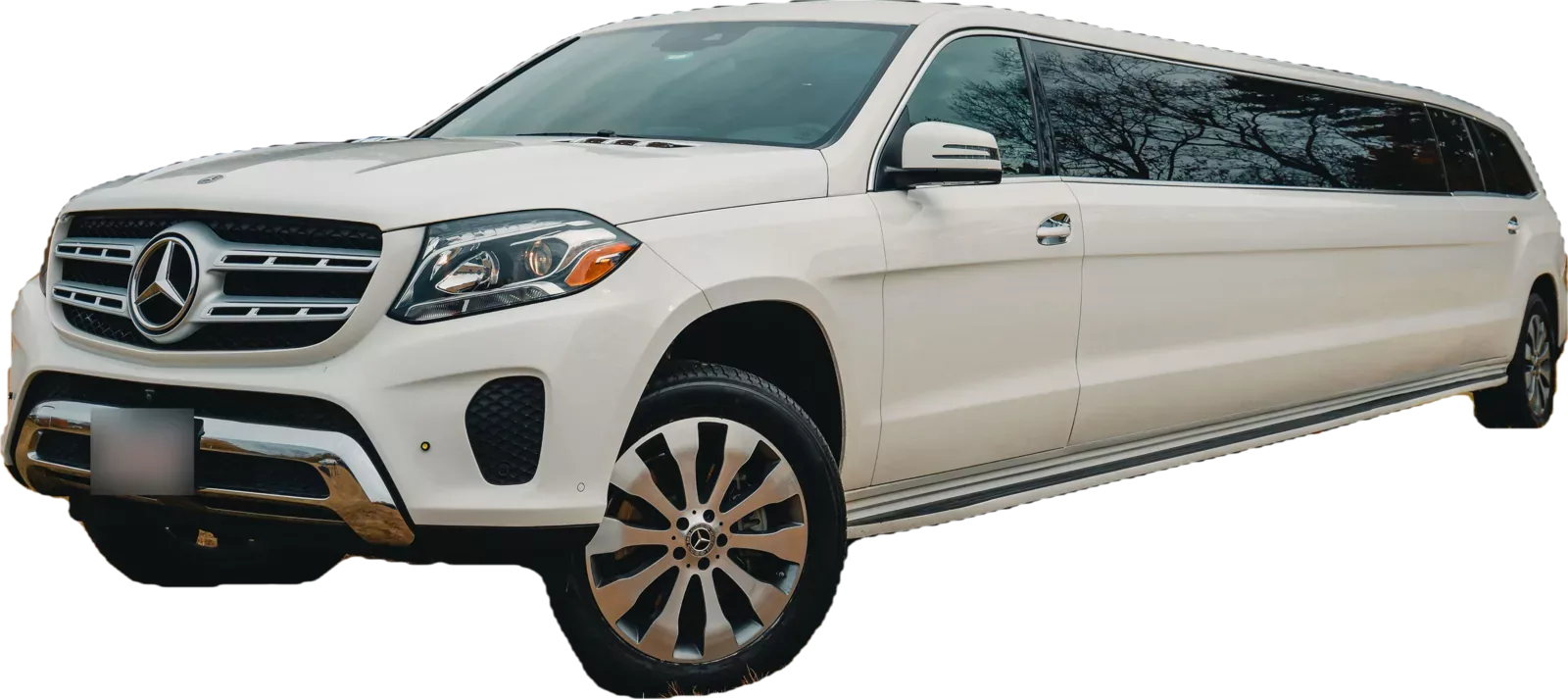 White Mercedes GLS stretch limousine