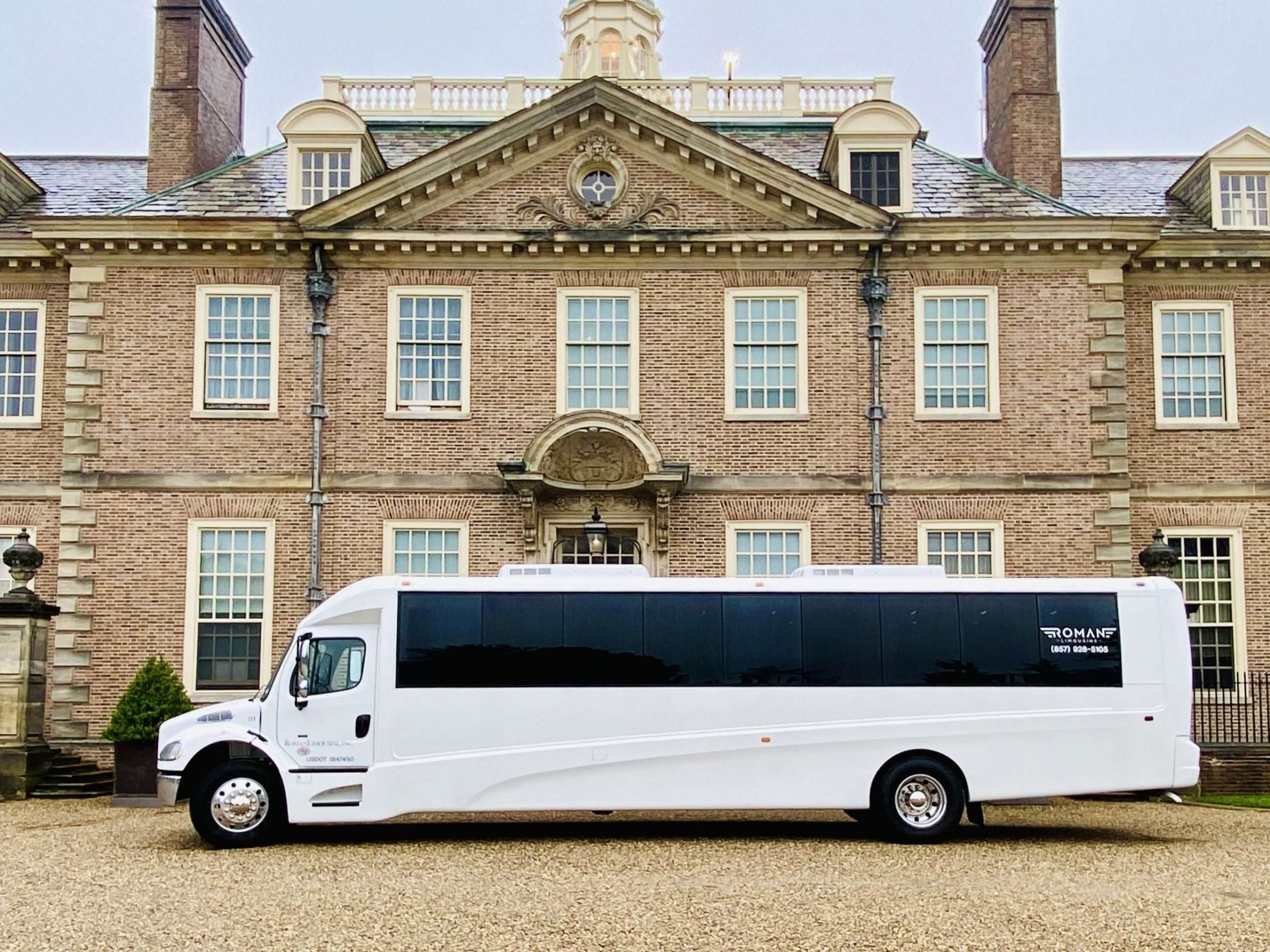 White Limo Bus for weddings
